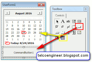 masukan commandbutton dan monthview ke userform