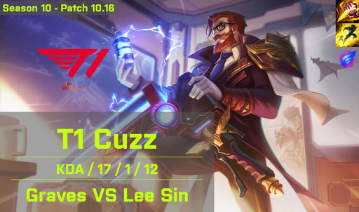 T1 Cuzz Graves JG vs Lee Sin - KR 10.16