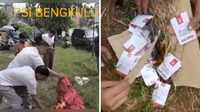 VIRAL Video Ratusan Kader PSI Bengkulu Mundur Berjamaah, Bakar Atribut Partai hingga KTA