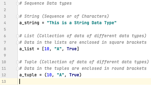 Sequence data types in Python