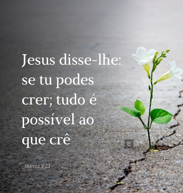 E Jesus disse-lhe: Se tu podes crer; tudo é possível ao que crê. (Marc