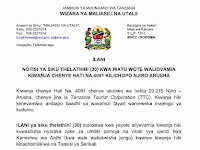 NOTISI YA SIKU 30 KWA WALIOVAMIA KIWANJA CHA SERIKALI NJIRO ARUSHA