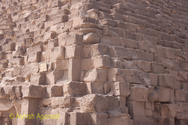 Cairo Pyramid - View of the side of the pyramid, with the stones from 2 sides meeting