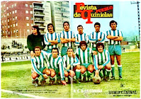 R. C. DEPORTIVO DE LA CORUÑA - La Coruña, España - Temporada 1973-74 - Aguilar, Richard, Cobas, Rabadeira, Bordoy y Loureda; Cortés, Cervera, Seijas, Muñoz y Juan Carlos - Tras bajar de 1ª, el Deportivo se clasificó 18º en la Liga de 2ª y volvió a descender de categoría. Riera, Carlos Torres, Orizaola e Irulegui fueron los entrenadores