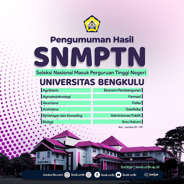 PENGUMUMAN HASIL SELEKSI SNMPTN 2022 UNIVERSITAS BENGKULU