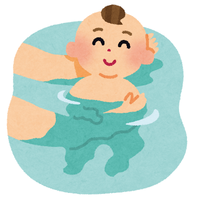 赤ちゃんの沐浴のイラスト