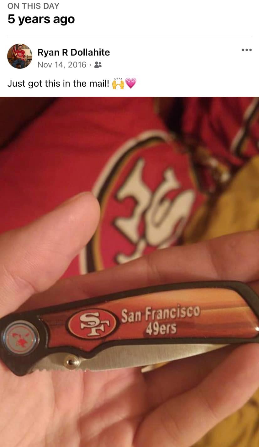 ON THIS DAY  5 years ago  Ryan R Dollahite Nov 14, 2016 • Lt  Just got this in the mail!  •••  San Francisco 49ers