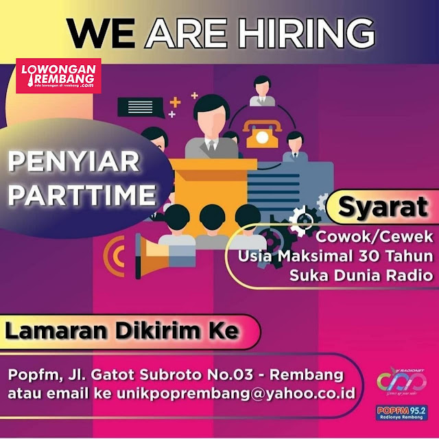 Lowongan Kerja Penyiar Parttime Radio POP FM Rembang Tanpa Syarat Pendidikan