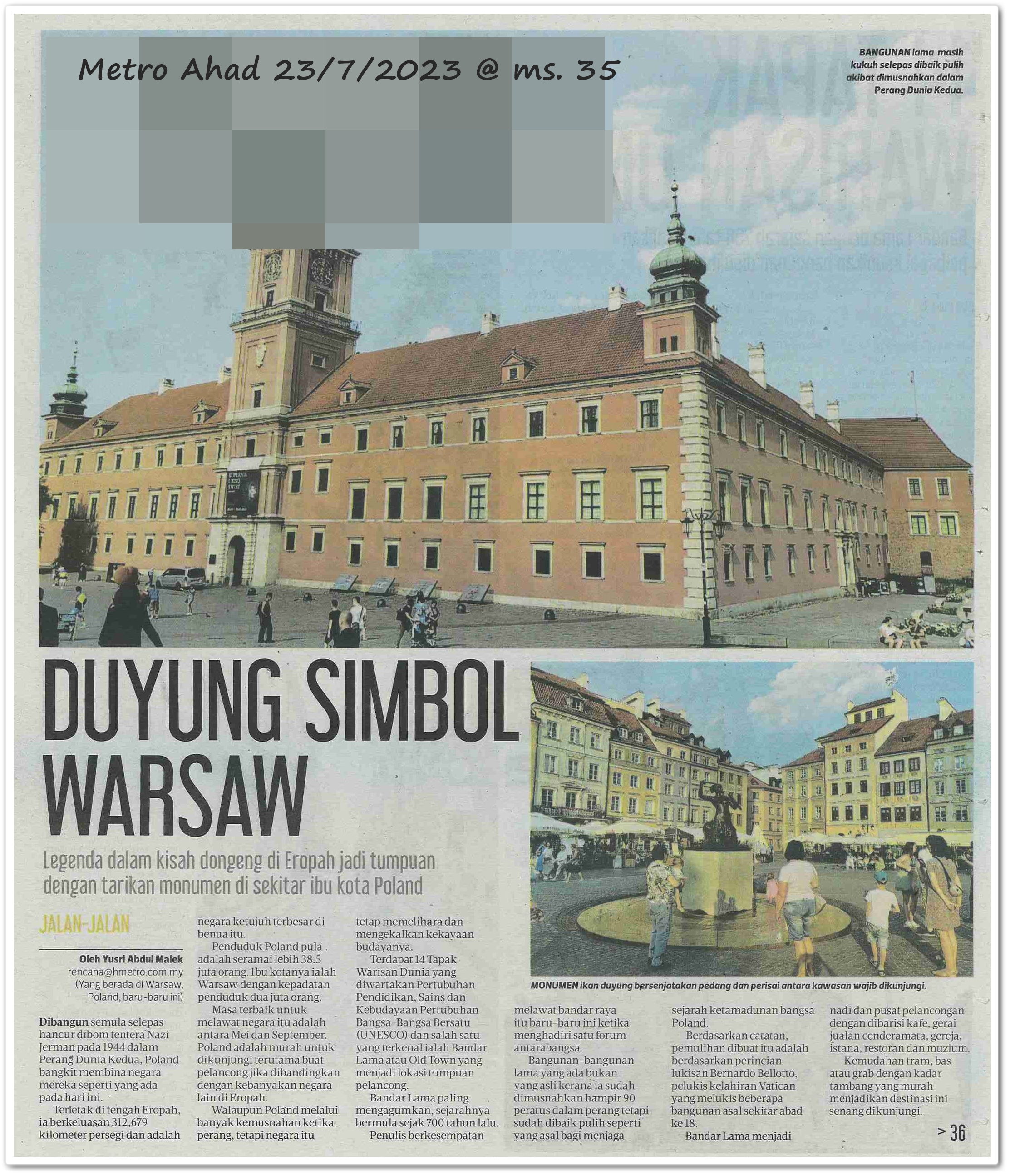 Duyung simbol Warsaw ; 14 tapak warisan UNESCO