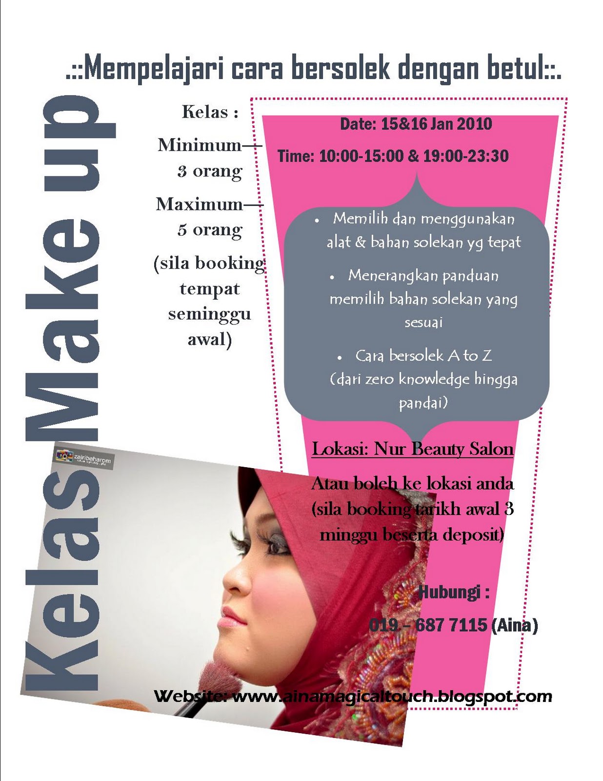 Aina Magical Touch: Jom sertai kelas belajar makeup!!!