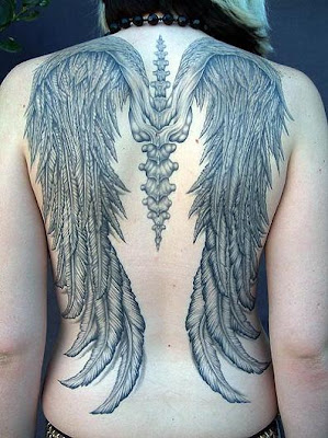 Big tattoo of angel wings
