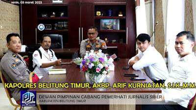 Kapolres Belitung Timur AKBP. Arif Kurniatan dan Jajarannya Terima Audiensi DPC PJS Beltim