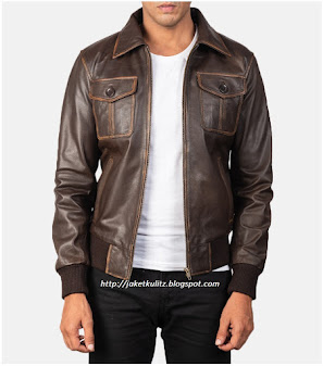 Gambar Jaket Kulit Bomber Asli Warna Coklat