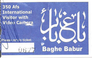 Ticket entrada Jardins de Babur, no Afeganistão