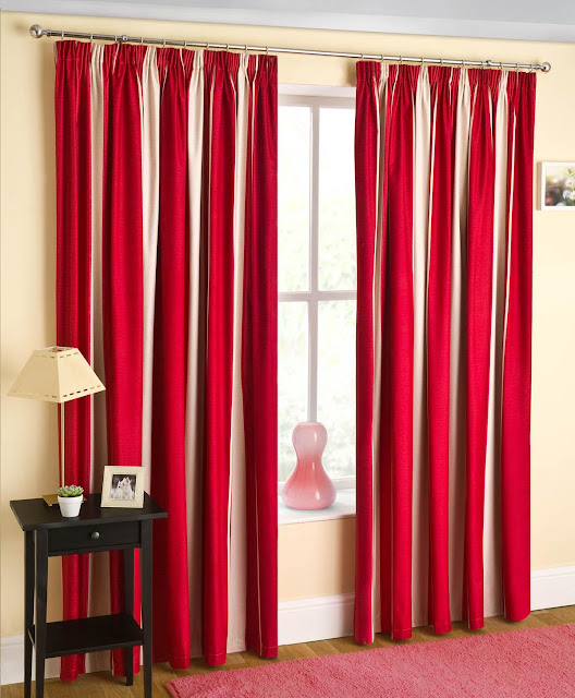 Beautiful red and white striped curtains