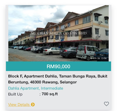 Rumah jenis Apartment di Bukit Beruntung, Rawang di Lelong pada Harga RM90,000