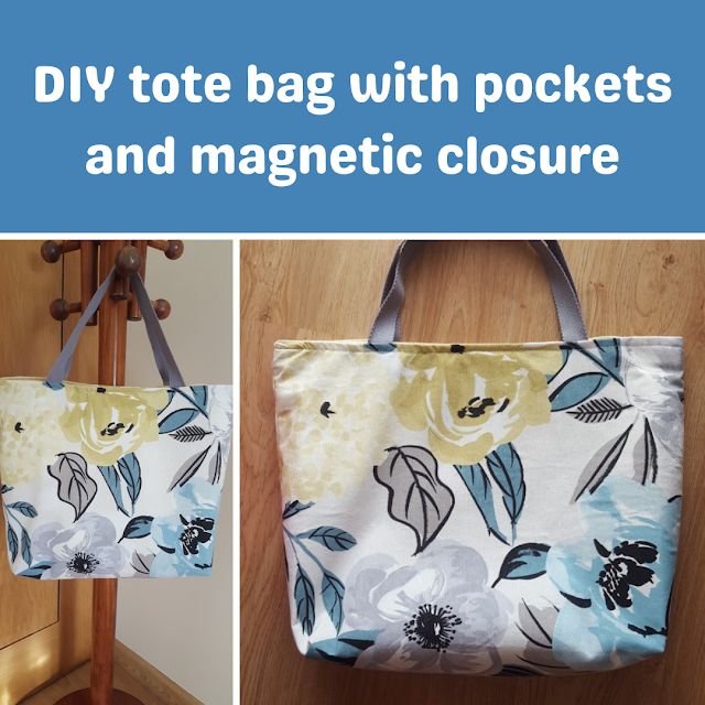 DIY tote bag with pockets and magnetic closure