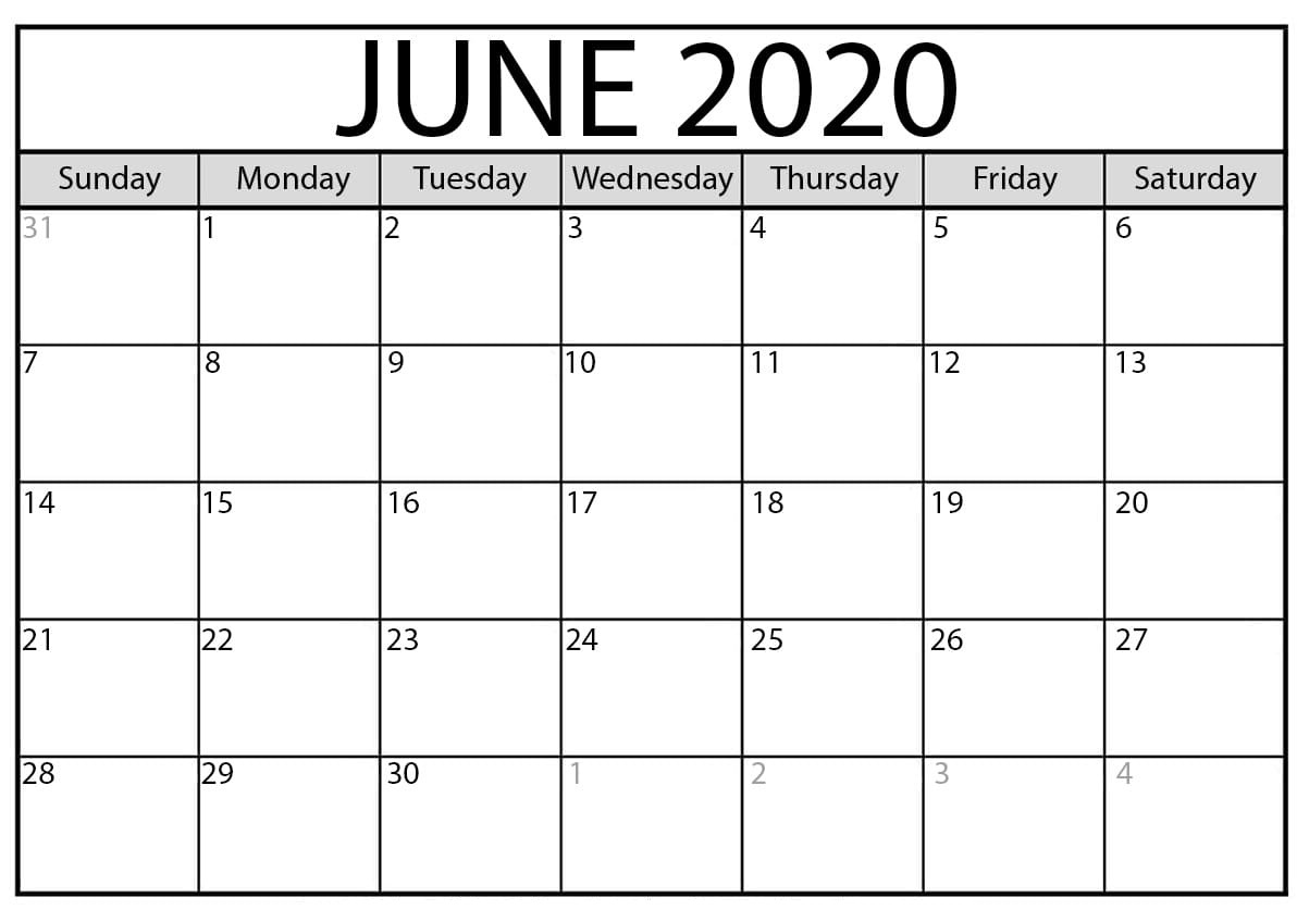 June 2020 Calendar School