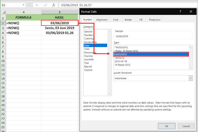 Fungsi Excel NOW