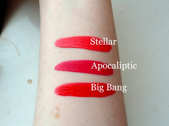 Swatches of Rimmel's Apolalips in Stellar, Apocaliptic and Big Bang