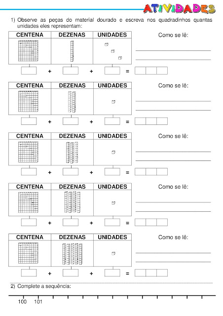 Atividades de Matemática para o 3º Ano - A Centena jpg