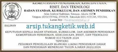 SK Kepala BSKAP Nomor 010 Tahun 2024