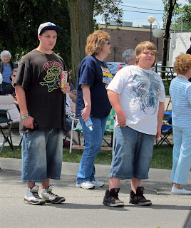 typical redford kids with long jean shorts, look dumb