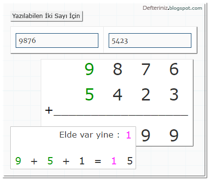 Yazılabilen iki sayı için toplama işlemi programı