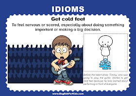 Illustrated English idiom - get cold feet