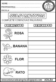 atividades de alfabetização, substantivos