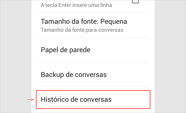 Acessando histórico de conversas WhatsApp