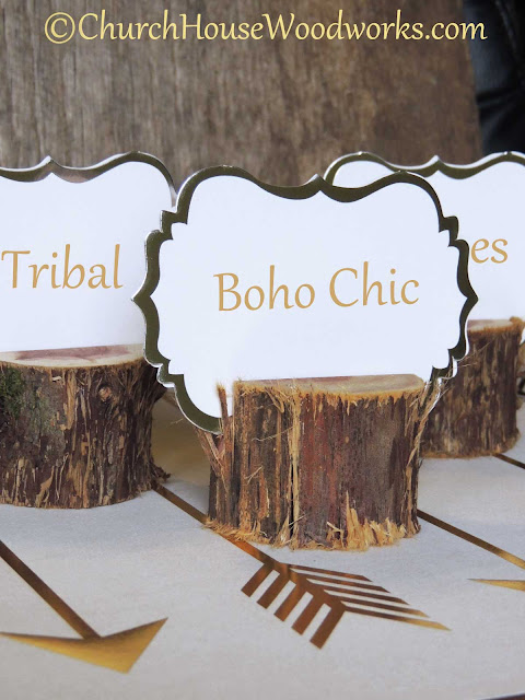 Boho Chic Rustic Cedar Place Card Holders- Party Centerpiece Decorations - The Iced Sugar Cookie