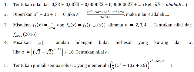 LATIHAN PERSIAPAN OSK MATEMATIKA SMP 2017 KEEMPAT