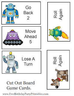 Free Robot Birthday Party Printables- Game Board Cards