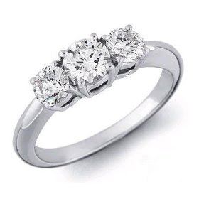 Anniversary Rings: White Gold 3 Stone Round Brilliant Diamond