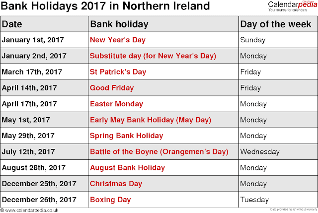 Get Printable Calendar : 2017 Calendar with Bank Holidays ...