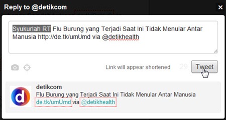 Mengirim retweet   kata-kata balasan