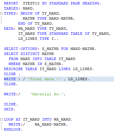 Select distinct abap