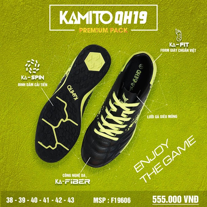 Giày đá bóng nam KAMITO chính hãng QUANG HẢI, giày đá bóng đá banh sân cỏ nhân tạo [ tặng thêm túi rút đựng giày QH 19 ]