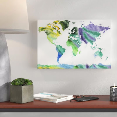 Watercolor Of World Map Silhouette by the artist Irina Sztukowski