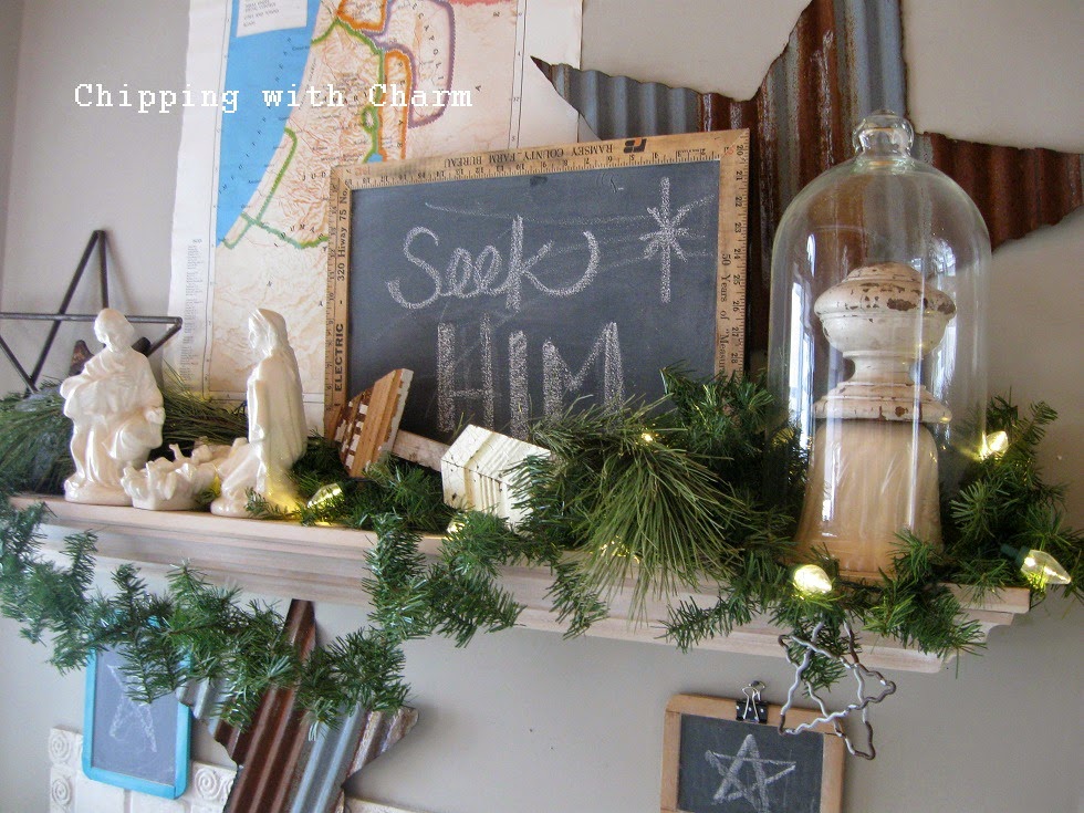 Chipping with Charm: Christmas Mantel 2014...http://chippingwithcharm.blogspot.com/
