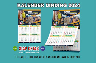 Desain Kalender Dinding 2024 4 Bulan CDR PSD