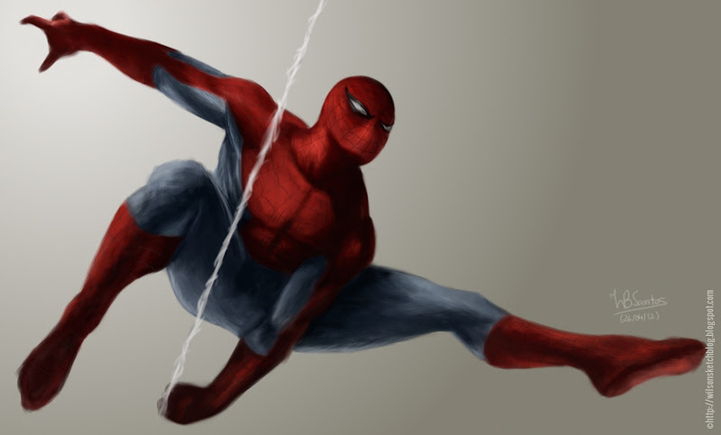 Spider-Man sketch, using GIMP Paint Studio.