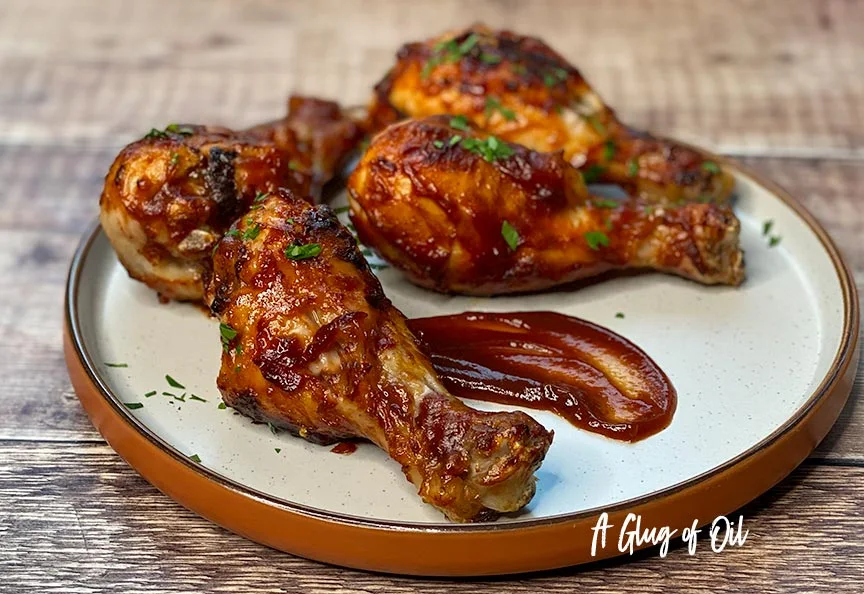 Air fryer BBQ chicken drumsticks.