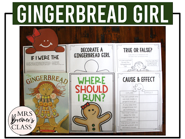 The Gingerbread Girl book activities unit with literacy printables, reading companion activities, lesson ideas, and a craft for Kindergarten and First Grade