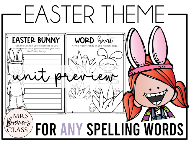 Easter themed spelling practice word work activities for ANY words in Kindergarten, First Grade, Second Grade & Third Grade