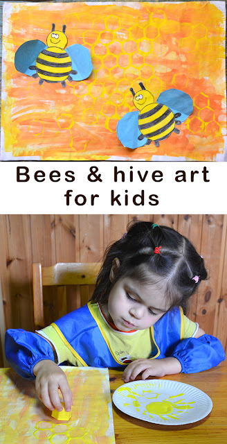 Bees and a beehive art for kids. Пчелы и улей.  Рисуем с детьми. Аппликация