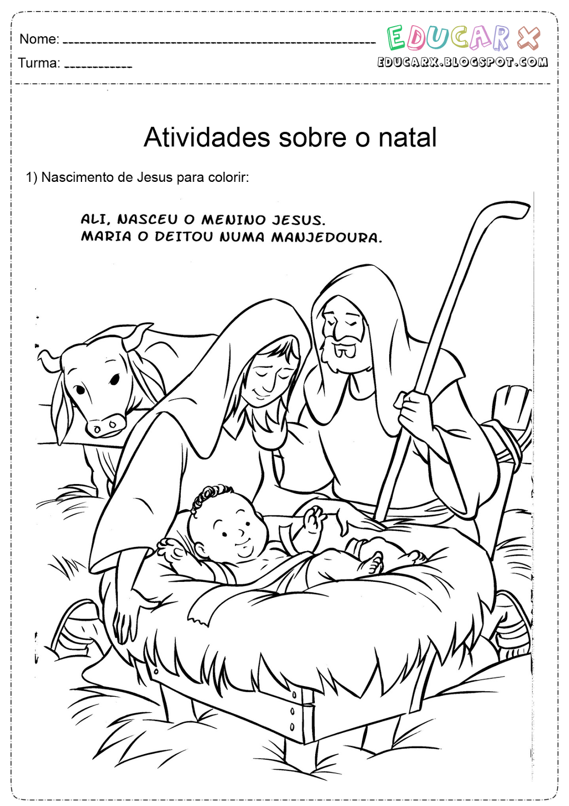 Educar X Colorir natal nascimento de Jesus cristo