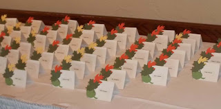 Wedding Place Cards - color coded by meal choice