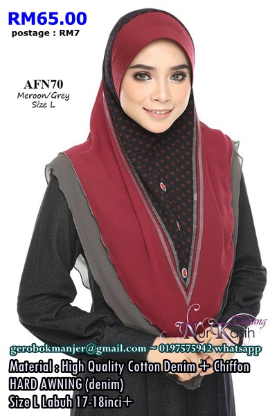 TUDUNG AFINA NURKASIH HARD AWNING SAIZ L